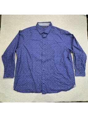 Twenty Eight Degrees Button Up Shirt Mens Size 3XLT Blue Paisley Cotton